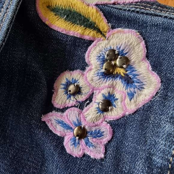 Chico's Floral Embroidered Jean Jacket - Picture 8 of 8